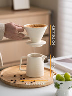 Pour Over Coffee Maker,Ceramic Coffee Maker With 40 pcs Paper Filter，15oz/450ml Pour Over Coffee Dripper (White, V02)