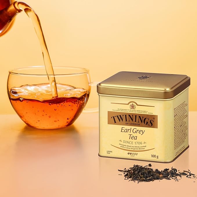 Twinings Earl Grey Loose Black Tea Tins, 3.53 Ounce Tins (Pack of 6), Flavoured with Citrus and Bergamot, Caffeinated, Enjoy Hot or Iced