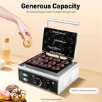 Commercial Waffle Donut Machine, 110V 1550W Electric Donut Maker w/Non-stick Surface, Temperature 122-572℉, 12 Holes Double-Sided Heating Doughnut Waffle Maker for Home Bakery Mall (12 Donut Holes)