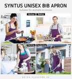 Syntus Apron for Men Women, Adjustable Cooking Kitchen Chef Aprons with 2 Pockets, Cotton/Polycotton/Polyester