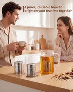 House Again 2 Pack Tea Infuser, Extra Fine Mesh Tea Infusers for Loose Tea, 18/8 Stainless Steel Tea Strainer with Extended Chain Hook, Tea Steeper for Brew Tea, Spices & Seasonings