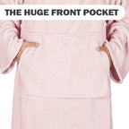 Solaris Travel Wearable Blanket with Sleeves, 2 in 1 Packable Airplane Pillow Blanket for Adult Women Men, Soft Cozy Warm Snuggy Body Blanket for Outdoor Indoor Home Lounge, Pink