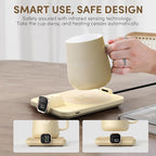 Coffee Mug Warmer & iKago Mug Set, Temperature Control Smart Heated Mug for Desk, Electric Coffee Warmer with Auto Shut Off & Real-Time Temp Display, Gifts for Men Women, 15oz Ceramic Mug