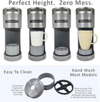 Elevate Anti-Splash Cup Riser Accessory for most Keurig K-cup, Cuisinart Single Serve, and other Coffee Makers, Adjustable for Cup Size and Drip Tray Type (Light Gray with Black Base)