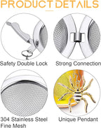 Tea Infuser 2 pcs TeaSanavie Tea Strainer Handmade Honey Bee & Spider Loose Leaf Tea Steeper Tea Ball with Bee Charm Pendant Tea Infusers for Loose Tea