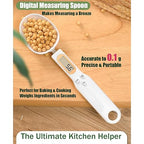 Food Measuring Spoon, Digital Kitchen Scale, high-Precision Small Scale, Handheld use, with Weight Removal Function (White)