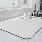 Ecotrim - Dish Drying Mat for Kitchen Counter | Coffee Bar Mat for Countertops | Heat Resistant Drainer Mat with Non-slip Rubber Backed | Hide Stain Kitchen Absorbent Draining Mat | Light Grey 18"x24"