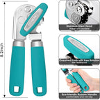 Beneno Heavy Duty Hand Can Opener Manual with Magnet, Durable Sharp Carbon Steel Blade Smooth Cutting, Big Effort-Saving Knob & Soft Grip Handle, Multifunctional Bottle Opener, Turquoise