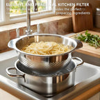 18/8 Stainless Steel Strainer and Colander for Kitchen, Fine Mesh Strainer with Handle, Food Strainers and Colanders for Spaghetti, Vegetables, Fruits, Eggs, Rice, Noodles and Pasta (4QT)