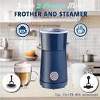 Huogary Milk Forther Simple Milk Frother and Steamer 2-in-1 Milk Steamer with Hot Milk Foam and Hot Milk for Latte, Macchiato, Cappuccinos, Blue