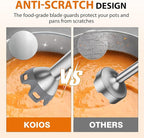 KOIOS Immersion Blender, 1000W Anti-scratch 3-in-1 Hand Blender, Upgraded 12 Speed Stainless Steel Blade Stick Blenders with Turbo Mode, Whisk and Milk Frother, Non-BPA