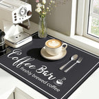 Findosom Dish Drying Mat, 16" x 20" Super Absorbent & Hide Stain Coffee Mat, Cuttable Drying Mat for Kitchen Counter, Coffee Bar Accessories, Under Dish Rack, Coffee Maker, Espresso Machine, Black