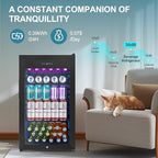 128 Cans Beverage Refrigerator Cooler, 3.2 Cu.Ft Mini Drink Fridge Glass Door for Drink Beer Soda Wine, Small Beer Fridge with 4 Removable Shelves for Kitchen Bedroom, Office Bar Gaming Room, Black