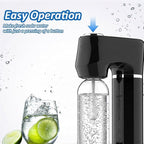 Home Sparkling Water Soda Maker with 2 BPA-Free Bottles (1L + 0.5L) - Carbonated Water Seltzer Fizzy Drink Machine, Compatible with Screw-In 60L CO2 Carbonator (Not Included), Black