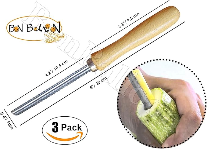 Zucchini Squash Vegetable Corer 3 pcs Corers Stainless Steel Core Remover Tool Kitchen Stuffed Vegetables Veggies Seed Remover Remove Seeds Eggplant Cucumber 8" Long Coring Tools Gadgets Drill