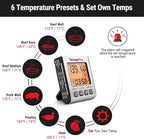 TempPro Digital Meat Thermometer for Cooking and Grilling, BBQ Food Thermometer with Backlight and Kitchen Timer, Grill Temperature Probe Thermometer for Smoker, Oven, Baking,Oil(Previously ThermoPro)