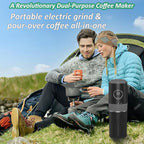 Portable Electric Coffee Grinder and Brewing Kit, Rechargeable, Conical Burr Coffee Grinder with Filter, 32g Capacity & 320 ml Coffee Cup for Camping, Travel, Office, Espresso, Pour Over, etc (Black)