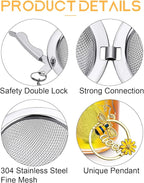 Tea Strainers for Loose Tea, Set of 2 TeaSanavie Stainless Steel Tea Ball, Tea infuser with Honeybee & Queenbee Charm