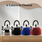 Lily's Home 2 Quart Stainless Steel Whistling Tea Kettle, the Perfect Stovetop Tea and Water Boilers for Your Home, Dorm, Condo or Apartment. (Black)