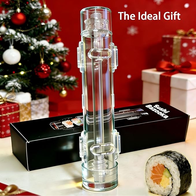 Clear Sushi Bazooka – Easy Sushi Making Kit for Beginners & Professionals | DIY Sushi Maker mold for Perfect Rolls at Home | Fun Japanese Cooking Gadget for Family, Parties & Gift