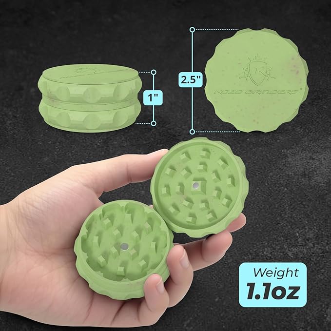 Kozo 2.5" Spice Grinder 2-Piece, Strong Grip By Kozo. (Green)