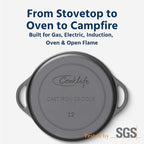 COOKLIFE 12 Inch Lightweight Pre-Seasoned Cast Iron Griddle - Smooth Polished Surface, Easy to Clean Cast Iron skillets Use in the Oven, on the Stove or Grill, Over a Campfire