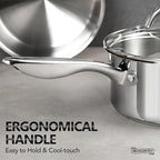MICHELANGELO 1.5 QT Saucepan with Lid, 18/10 Stainless Steel Sauce Pan with Tri-Ply Bottom, Small Saucepan 1.5 Quart Sauce Pot, Induction Compatible