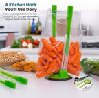 Jokari Adjustable Baggy Rack Stand 2 Pack Hands Free Food Storage Bag Holder Stand for Freezer and Sandwich Bags Clip Stand for Pouring Leftovers or Drying Reusable Ziploc Bags