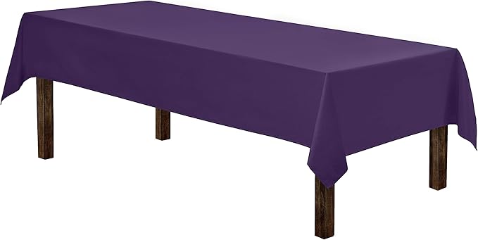 Gee Di Moda Rectangle Tablecloth - 60 x 84 Inch Purple Table Cloth for 5 Foot Rectangle Tables - Heavy Duty Washable Fabric - for Holiday Party, Dinner, Weddings, Baby Shower & Events