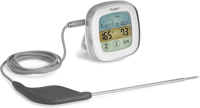 Polder Touch Screen Preset Thermometer White w/Ultra Probe