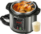8qt stainless steel Pressure Cooker | 24-hour Presetting electric rice cooker, 14 in 1 slow cooker with temperature control | LED Multifunction Steamer, Food Warmer with nonstick pot