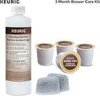 Keurig K-Elite Coffee Maker, Single Serve K-Cup Pod Coffee Brewer, Brushed Gold & 3-Month Brewer Maintenance Kit Includes Descaling Solution, Water Filter Cartridges & Rinse Pods, 7 Count