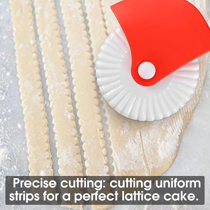 2 Pack Pastry Cutting Wheel, Pastry Wheel Decorator Pie Crust Pastry Wheel and Cutter for Cutting Pastry, Rolled Pastry Pie Crimper, Baking & Cooking Tool for Apple Pie Crust or Ravioli Pasta