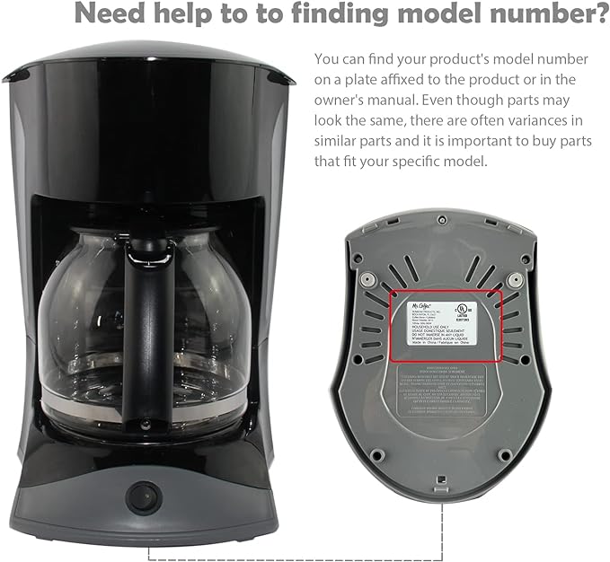 12-Cup Replacement Coffee Carafe Compatible with Mr. Coffee Coffee maker Pot, Replace Part# PLD12 PLD12-RB Series, Black Handle