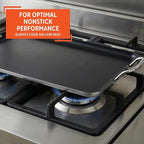 IMUSA Ceramic Nonstick, Stovetop Double Burner Griddle with Metal Handles, 19-Inch, Black