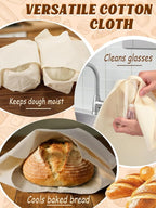 6pcs 100% cotton Tea Towels for Baking Sourdough - 14" x 18'' Unbleached Bread Basket Flour Sack Towels, Proofing Cover Cloth for Dough Raising, Bread Making Accessories Bakers Gift