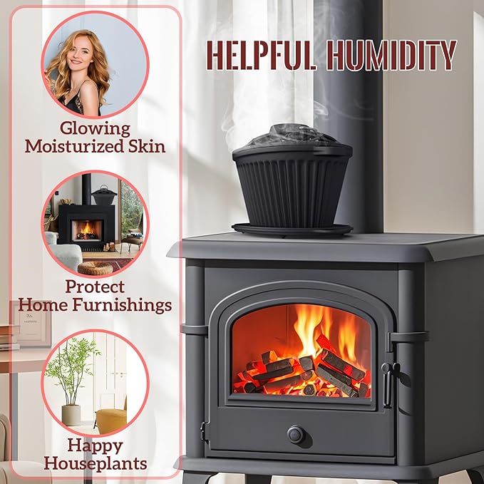 Wood Stove Steamer & Cast Iron Humidifier, 1.4 Qt Fireplace Simmer Pot with Cast Iron Trivet, Dual-Layer Design for Steaming, Humidifying and Stove Protection (Ellipse-1)