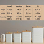 Kitchen Canisters for Countertop Set of 4 - Textured Iron Kitchen Canisters with Airtight Lids - Flour Sugar Canister Set - Flour and Sugar Containers Farmhouse - Coffee Jar for Counter - White Jar x4