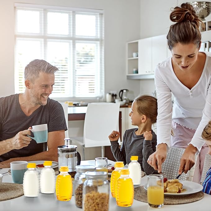 Tioncy 120 Pcs Clear Plastic Honey Bottles 16 Oz Honey Jars with Lids Honey Bottle Containers Empty Honey Bear Bottle Squeeze Honey Bottle for Easy Storing and Dispensing