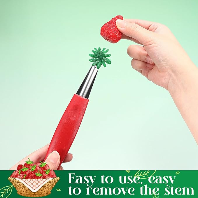 Willinglong 4 Pcs Tomato Corer Tool Strawberry Huller Tomato Stem Remover Stainless Steel Strawberry Huller Tool Fruit Vegetable Baller