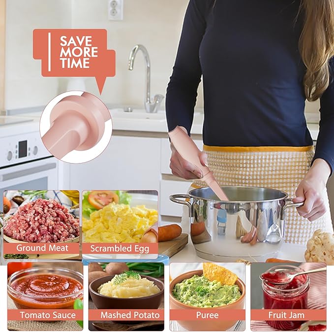 Upgrade Meat Chopper, Heat Resistant Meat Masher for Hamburger Meat, Ground Beef Smasher, Nylon Hamburger Chopper Utensil, Ground Non Stick Mix Chopper Mix Potato Masher Tool (Pink)
