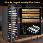 24" Inch Dual-Zone Wine Fridge, Freestanding/Built-in Wine Cooler Refeigerator, Large Capacity Tall Wine Cellar For Wine Collection, Wine Chiller with Safety Lock, Low Noise and Fast Cooling