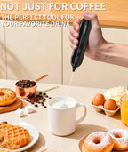 MEIRUBY 2-Pack Milk Frother Handheld with Stand, Valentines Day Gifts for Him and Her, Powerful Electric Coffee Frother, Coffee Lover Gift for Lattes, Cappuccino, Matcha & Hot Chocolate, Black/Pink