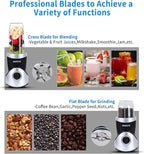 Amateys Personal Blender for Shakes and Smoothies,Professional Kitchenblender with Blending & Grinding Blades, Portable Coffee Grinder with 24/10 OZ Travel Bottles, Adjustable Speeds Juice Blender