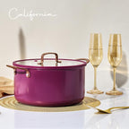 CAROTE 8QT Full Clad Tri Ply Stainless Steel Stock Pot with Lid, Kitchen Stockpot Soup Pot, Outer Ceramic Layer, Even Heating, All Stoves Compatible, Oven & Dishwasher Safe, Stay Cool Handle, Purple