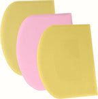 SURDOCA Dough Scraper Bench Scraper - 3P 13x7.9" Plastic Flexible Bowl Scraper, Sharp Edge & Angles Cake Scraper. Non-Slip Bakeware Decorating Tools Sculpting & Modeling Tools - Yellow+Pink+Yellow
