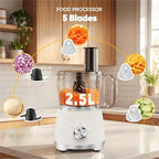 OLIXIS Food Processor 10.5 Cup, Vegetable Choppers with Slicing Shredding Chopping Kneading, Dishwasher Safe, Food Grinder, Stainless Steel Blades, for Smoothie Fruit Dough, 2.6QT, White