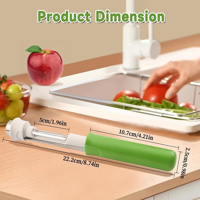 2 in 1 Apple Corer and Peeler Tool, Fruit Vegetable Corer and Peeler Tool Stainless Steel Apple Peeler Apple Corer Remover Tool Multifunction Corer Tool for Vegetable Fruit Kitchen Gadget (Green)