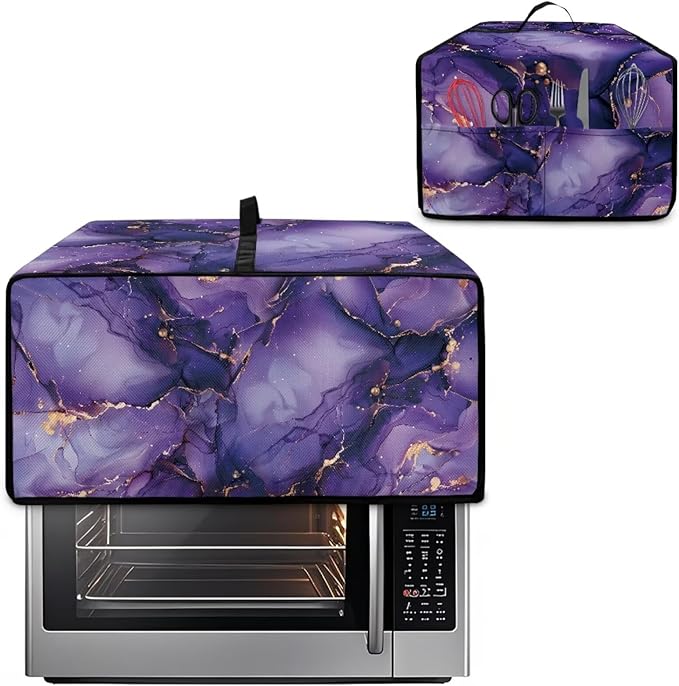 Marble Print Toaster Oven Cover for Kitchen Counter, Heavy Duty Heat-resistant Dust-proof Cover for Microwave Oven, Fit Most Small Appliance, Purple (Small-14.5 * 18.46 * 9 inches)