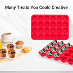 Redfly 2 Pack Silicone MIini Muffin Pan & Cupcake Pans for Baking - 24 Cup Mini Size BPA Free Egg Bites Molds